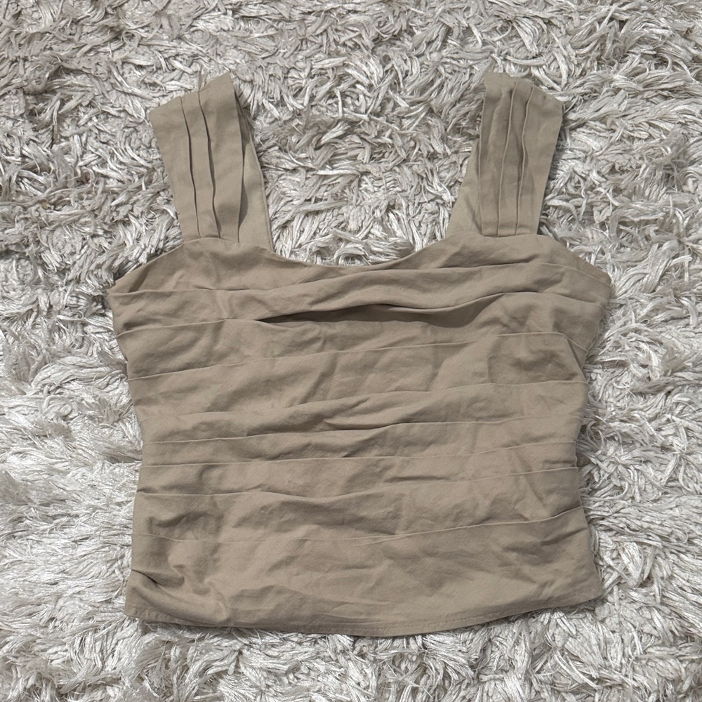 Express Taupe Square-Neck Tank